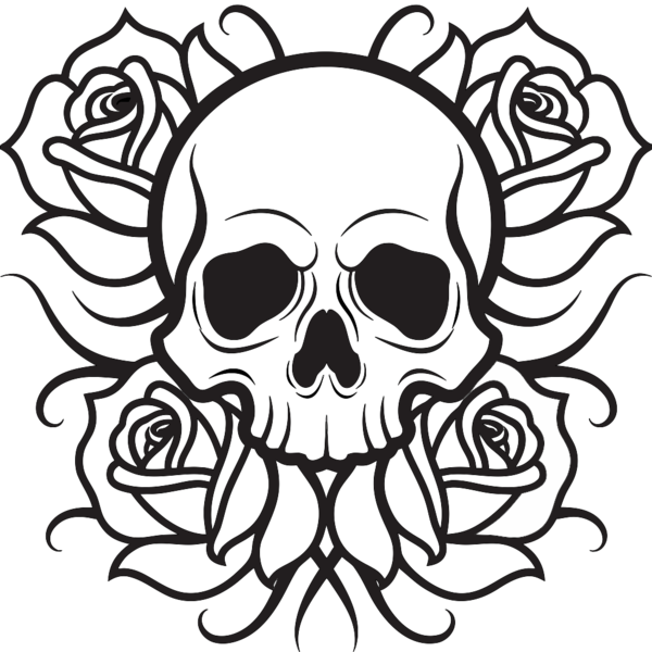 Skull and roses