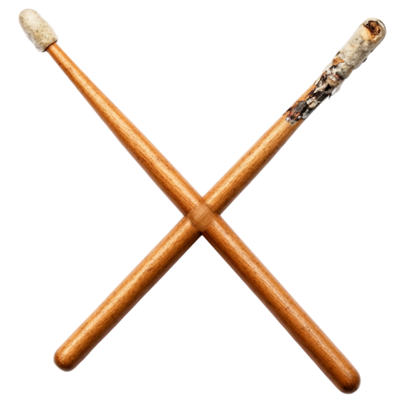 Crossed drumsticks